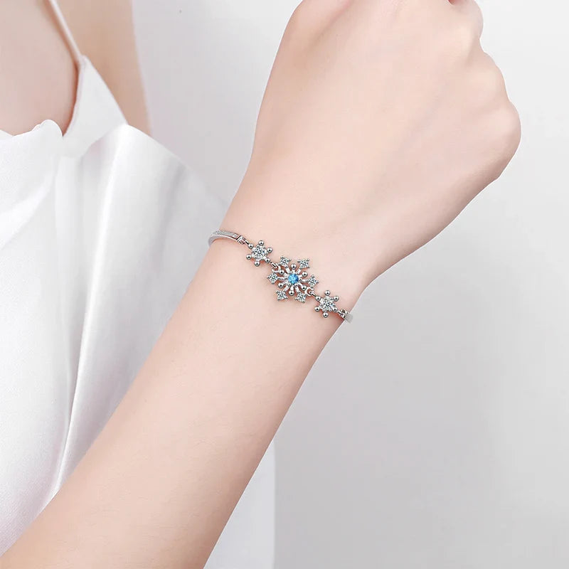 Pulsera Invierno Copo de Nieve Esclava Mujer Plata