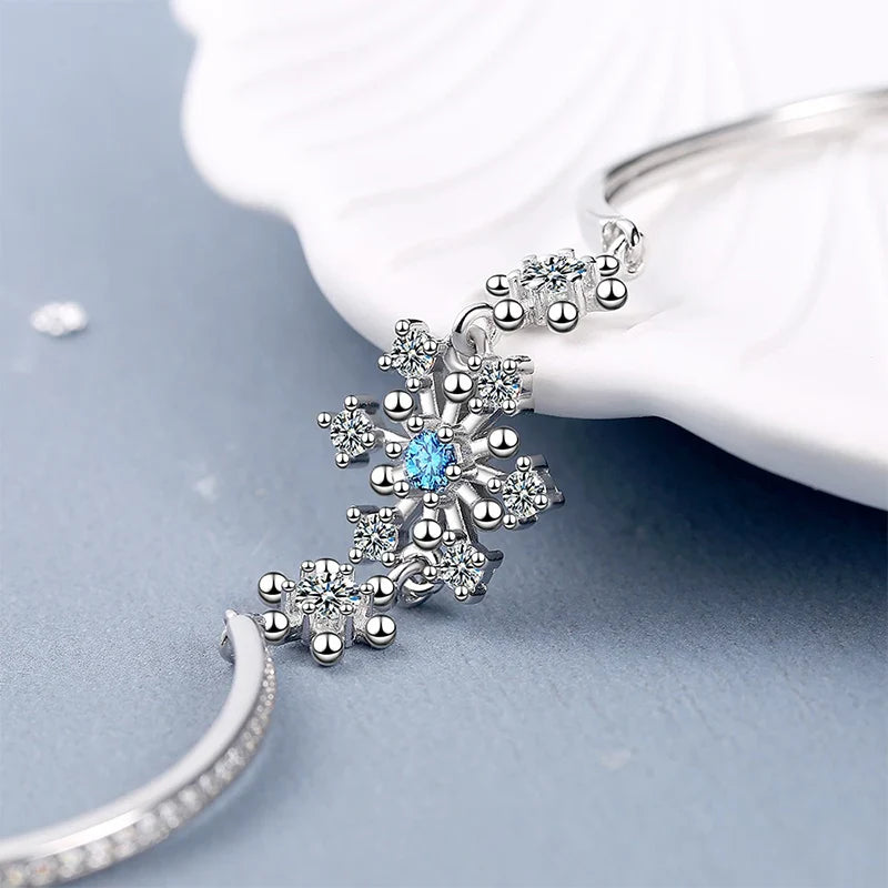 Pulsera Invierno Copo de Nieve Esclava Mujer Plata