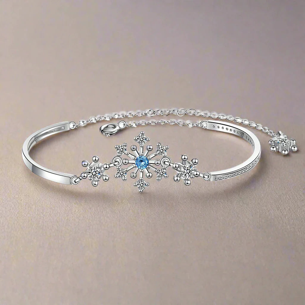 Pulsera Invierno Copo de Nieve Esclava Mujer Plata