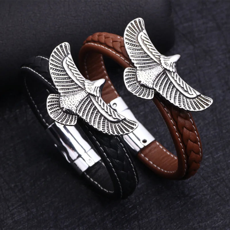 Pulsera Hombre Águila Negra Y Marrón