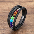 Pulsera Hombre de Cuero 7 Chakras negro