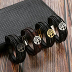 Pulsera Hombre de Cuero Árbol de la Vida estilo 1