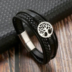 Pulsera Hombre de Cuero Árbol de la Vida estilo 1