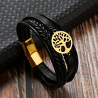 Pulsera Hombre de Cuero Árbol de la Vida estilo 3