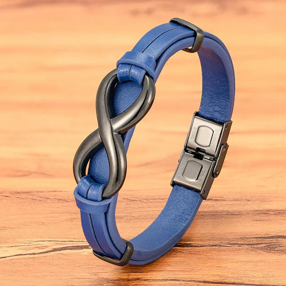 Pulsera Infinito Cuero azul