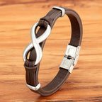 Pulsera Infinito Cuero marrón y plata