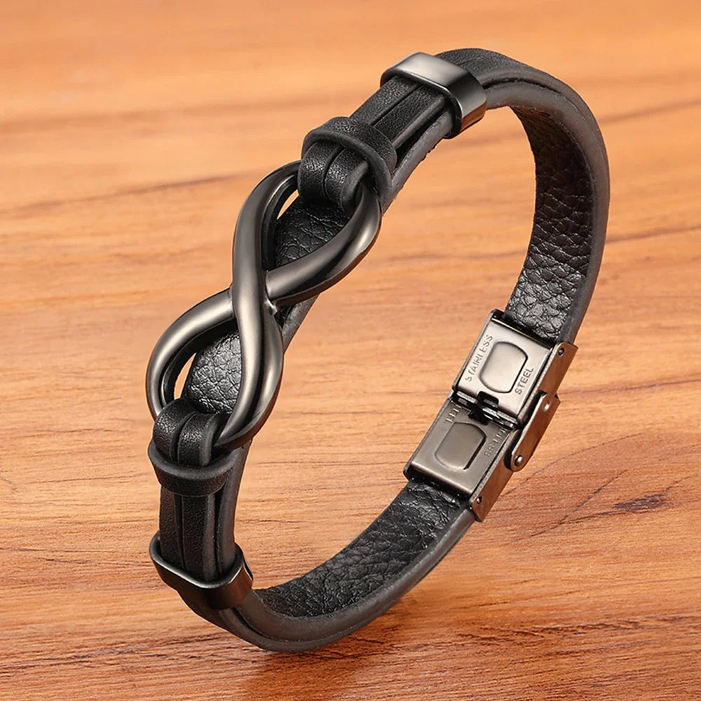 Pulsera Infinito Cuero negro