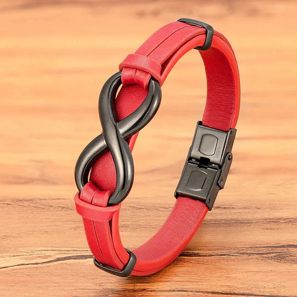 Pulsera Infinito Cuero rojo