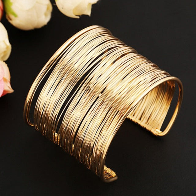 Pulsera Brazalete Grueso Oro & Plata para Mujer oro