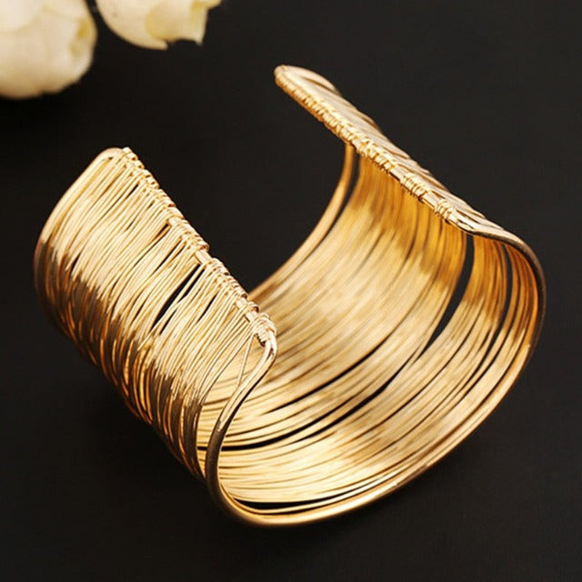 Pulsera Brazalete Grueso Oro & Plata para Mujer oro