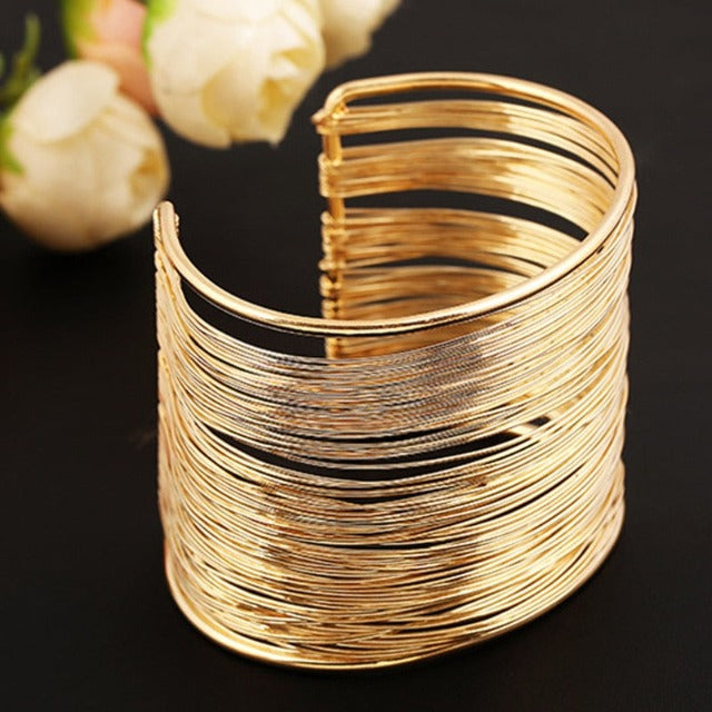 Pulsera Brazalete Grueso Oro & Plata para Mujer oro