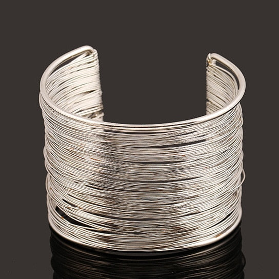 Pulsera Brazalete Grueso Oro & Plata para Mujer plata