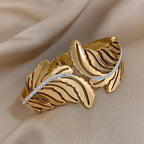 Pulsera Ancha Hoja de Palma oro