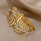 Pulsera Ancha Hoja de Palma oro