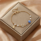 Pulsera Luna y Estrella Mujer Esclava Astros azul