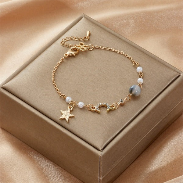 Pulsera Luna y Estrella Mujer Esclava Astros gris