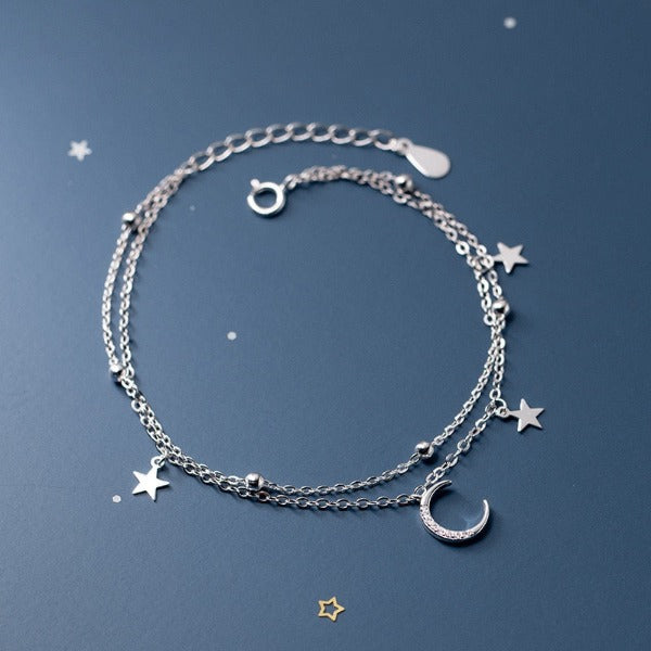 Pulsera Luna y Estrella para Mujer Gourmette en Plata