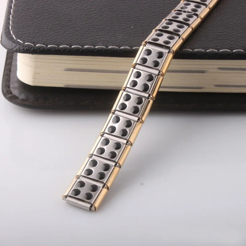 Pulsera Magnética Hombre Antiestrés oro y plata