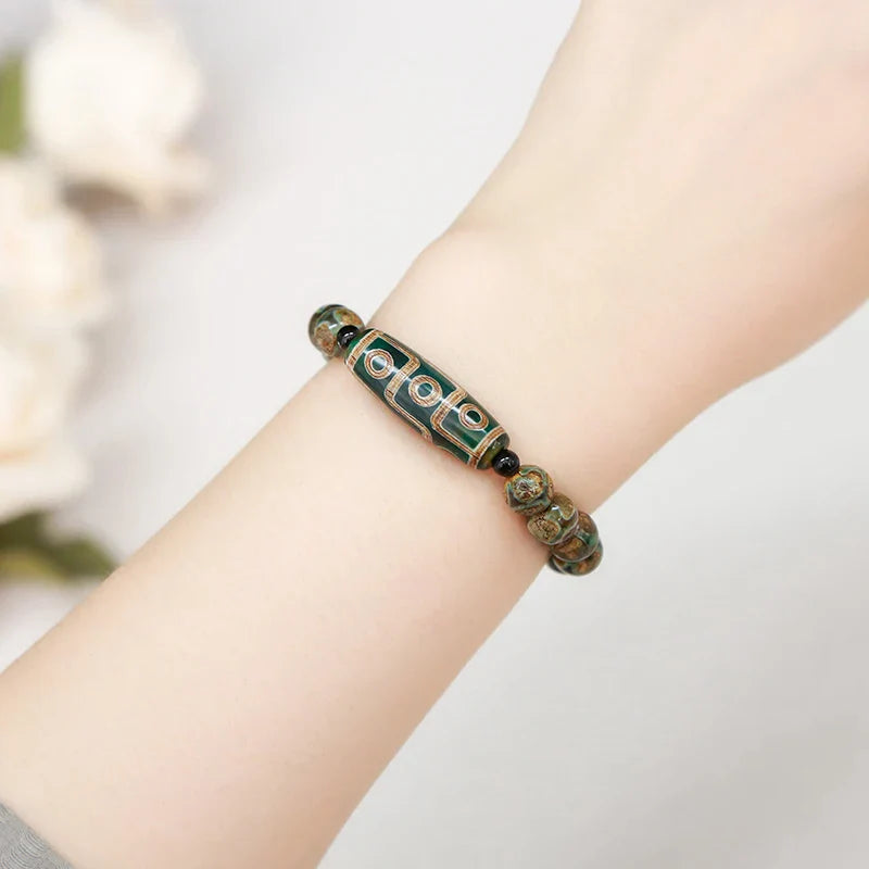 Pulsera Gourmette con Piedras de Ágata Budista