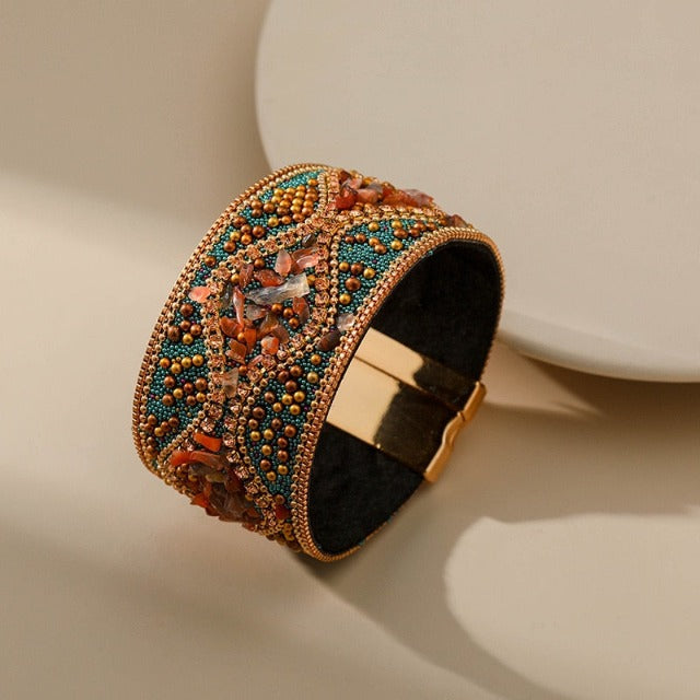 Pulsera Brazalete de Piedra Natural para Mujer multicolor