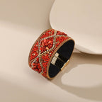 Pulsera Brazalete de Piedra Natural para Mujer rojo