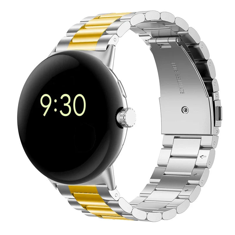 Correa para reloj de acero templado Smartwatch Google Pixel Watch 1 y 2 plata oro