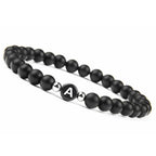 Bracelet noir initiale - lettre