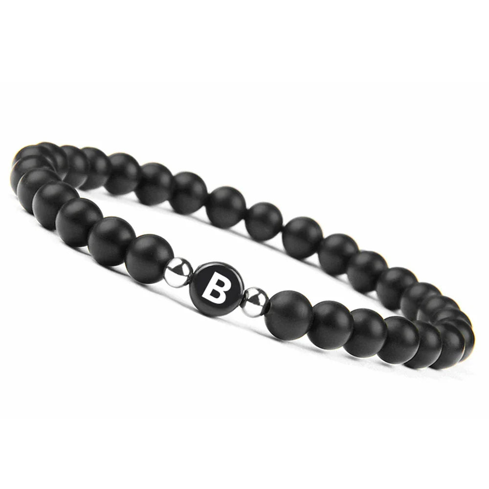 Bracelet noir initiale - lettre