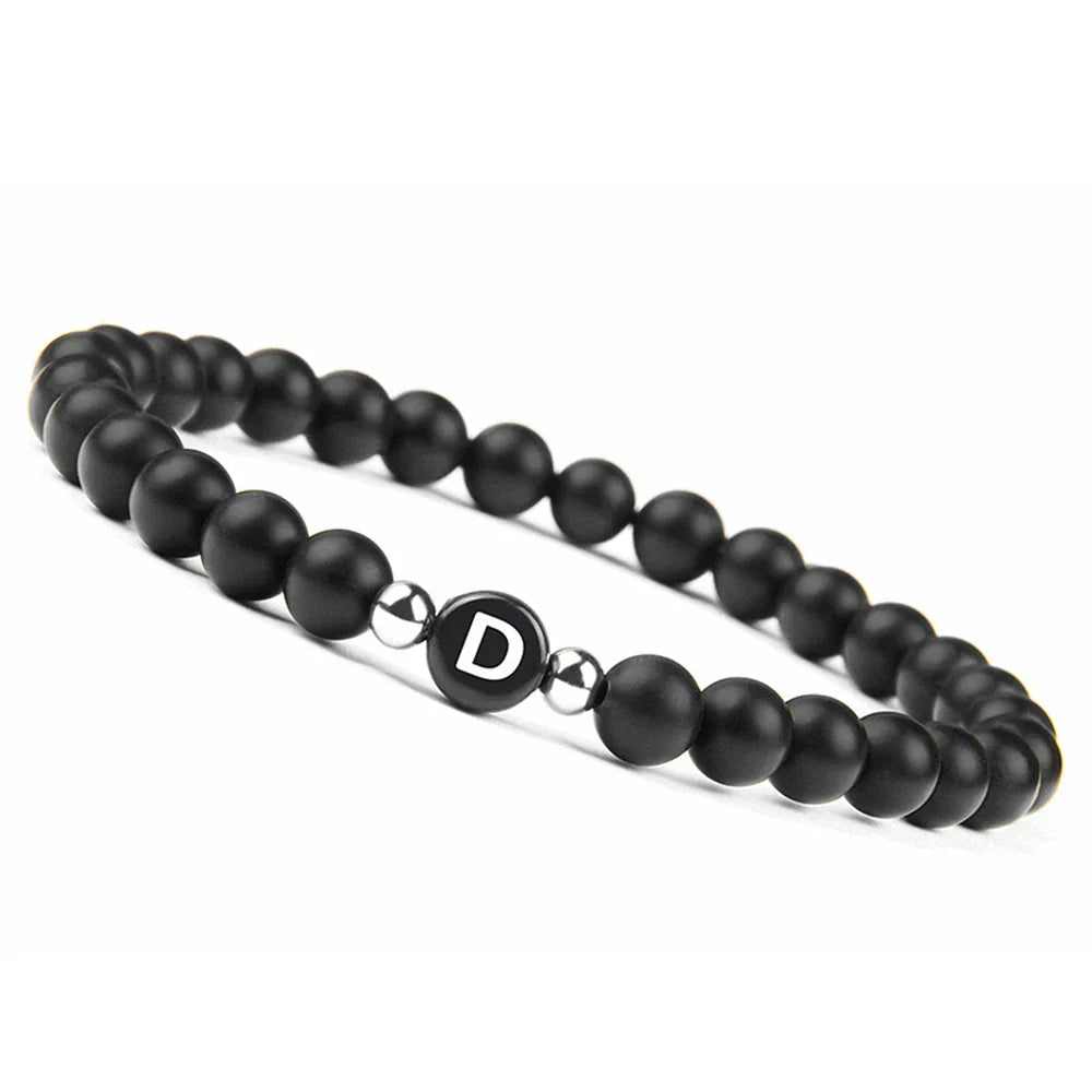 Bracelet noir initiale - lettre