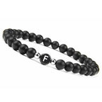 Bracelet noir initiale - lettre
