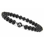 Bracelet noir initiale - lettre