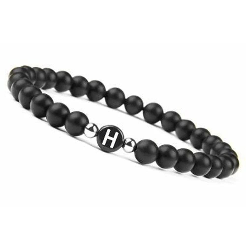Bracelet noir initiale - lettre