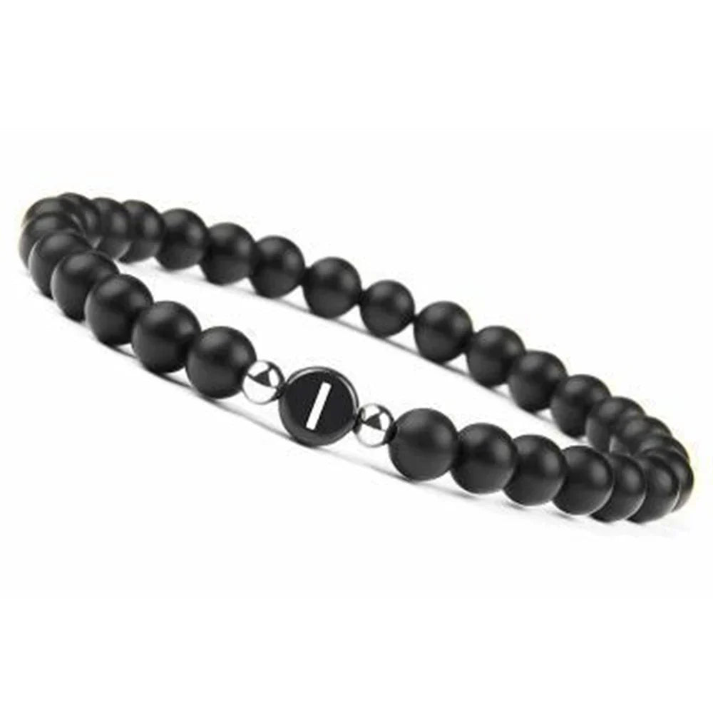 Bracelet noir initiale - lettre
