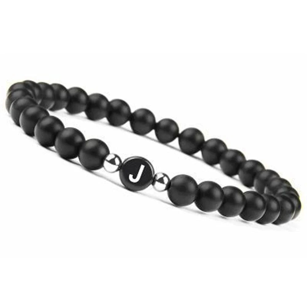 Bracelet noir initiale - lettre