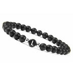 Bracelet noir initiale - lettre