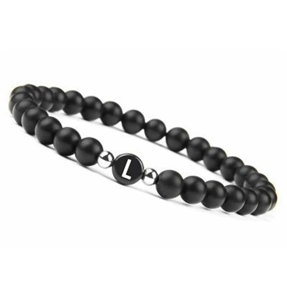 Bracelet noir initiale - lettre