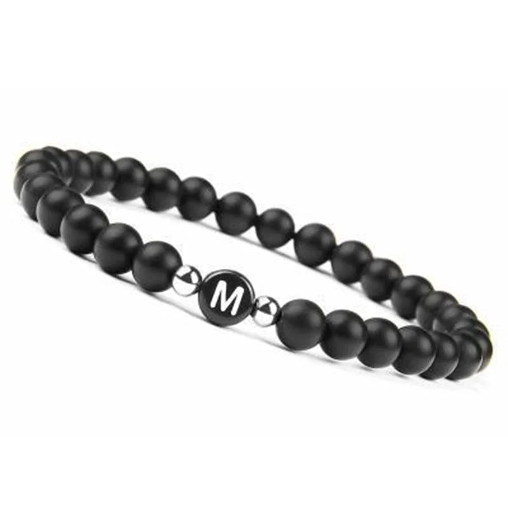 Bracelet noir initiale - lettre