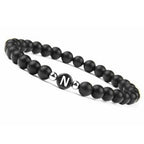 Bracelet noir initiale - lettre