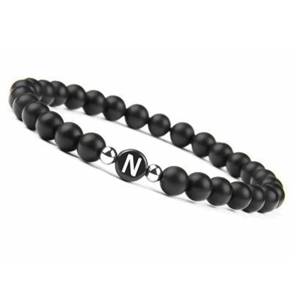 Bracelet noir initiale - lettre
