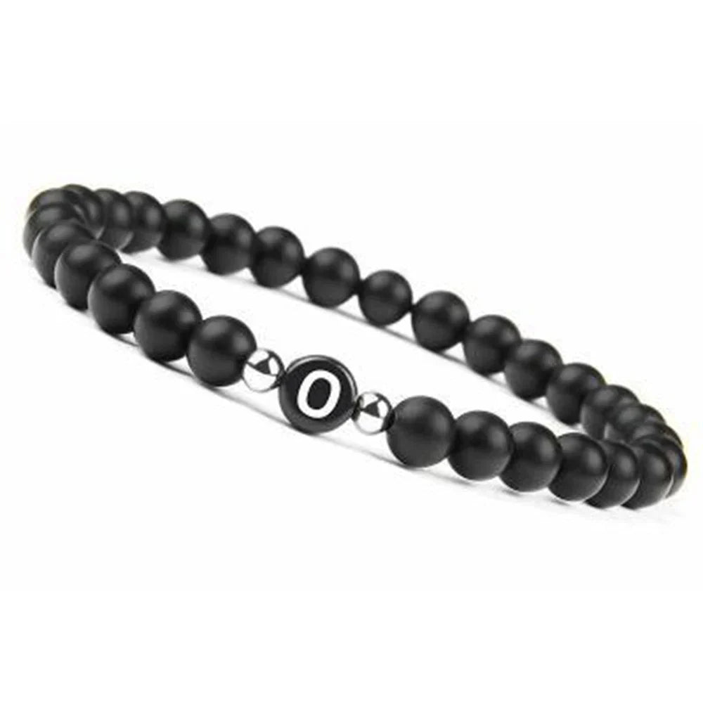 Bracelet noir initiale - lettre