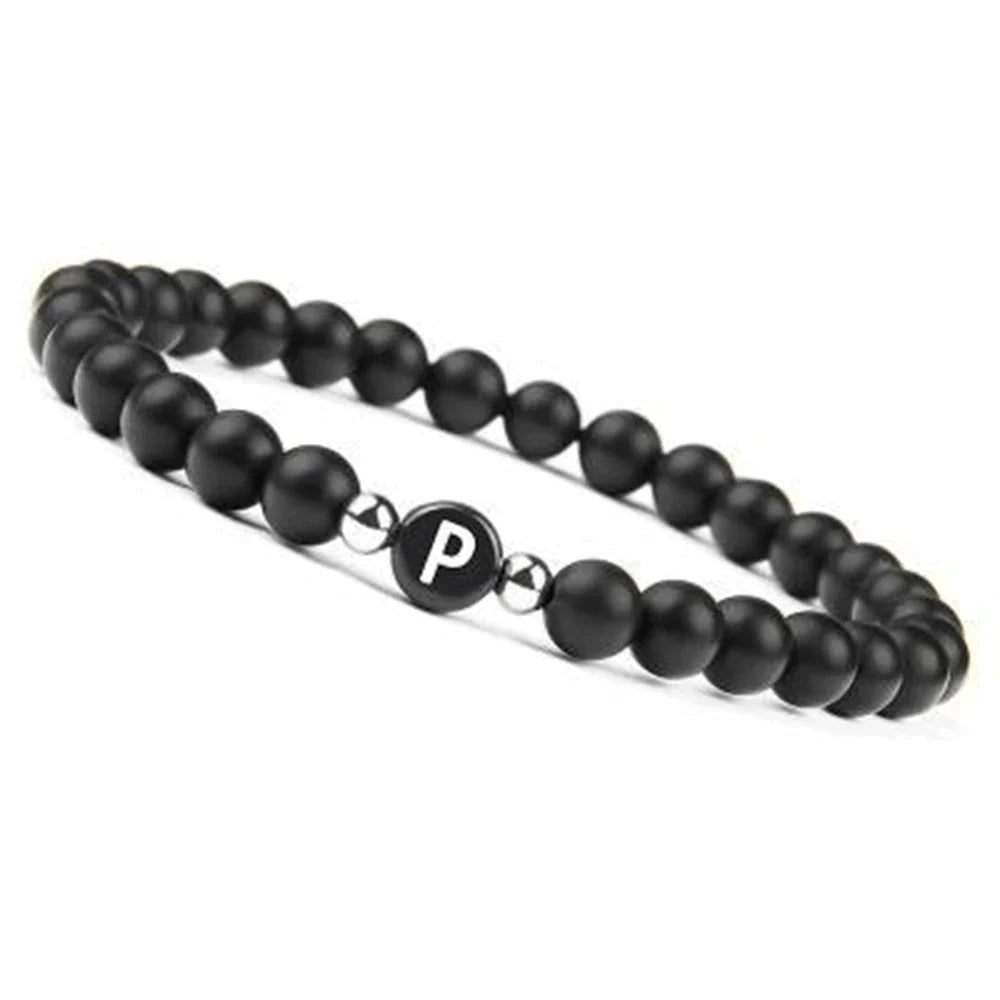 Bracelet noir initiale - lettre