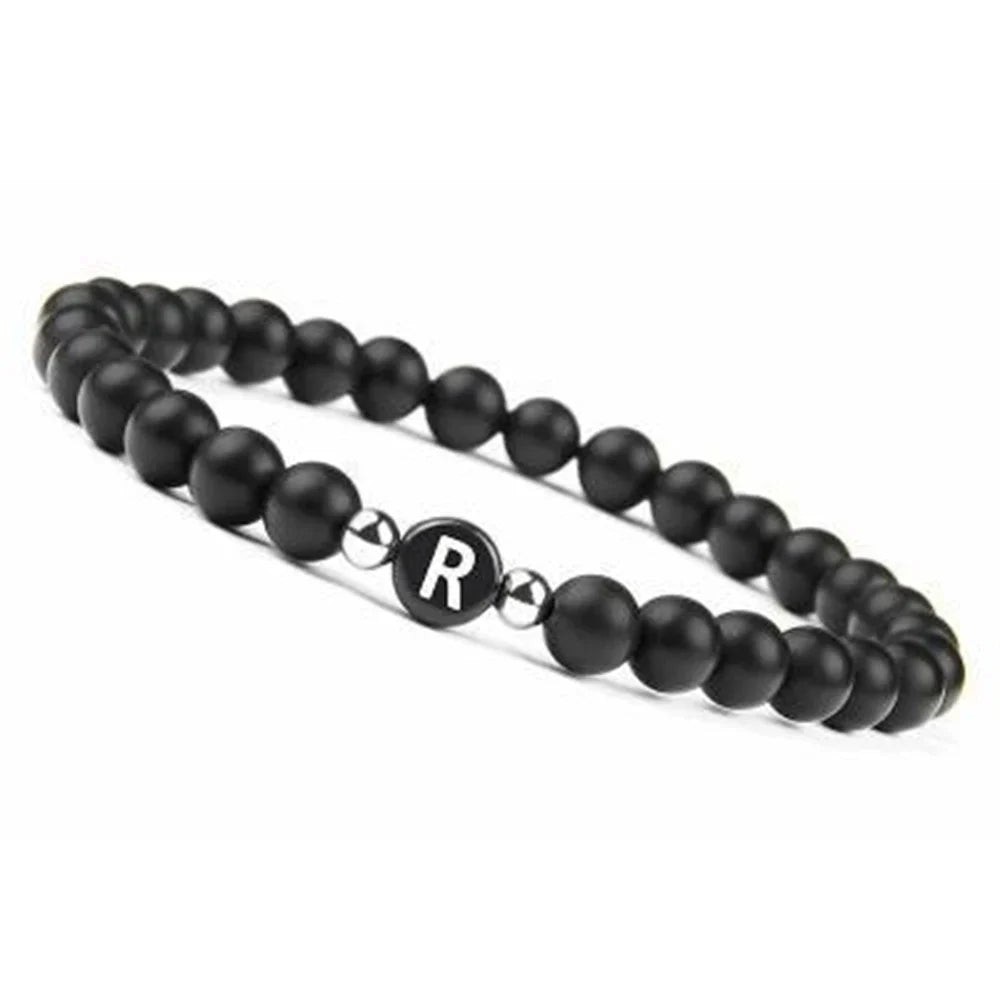 Bracelet noir initiale - lettre