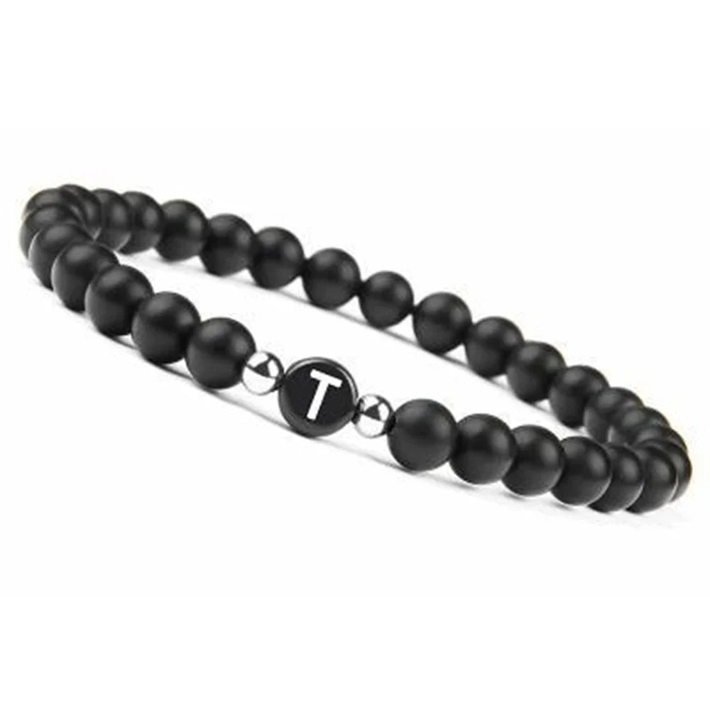 Bracelet noir initiale - lettre
