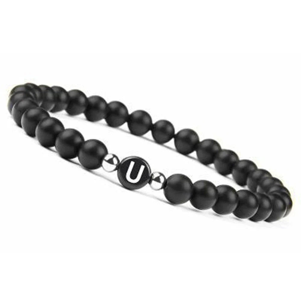Bracelet noir initiale - lettre