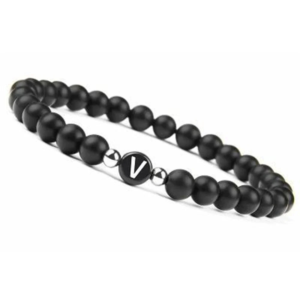 Bracelet noir initiale - lettre