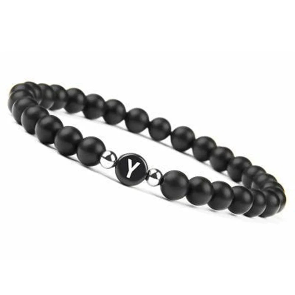 Bracelet noir initiale - lettre