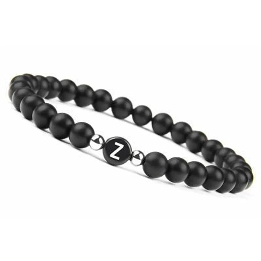 Bracelet noir initiale - lettre
