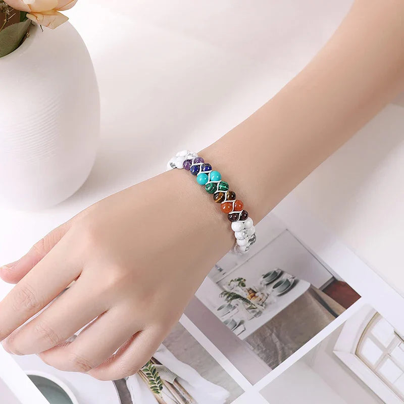 Pulsera Piedra 7 Chakras Blanca