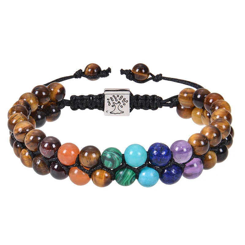 Pulsera de Piedra 7 Chakras Ojo de Tigre