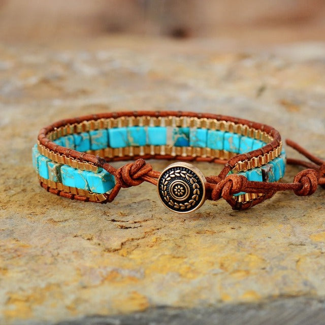 Pulsera de Piedra Jaspe Turquesa